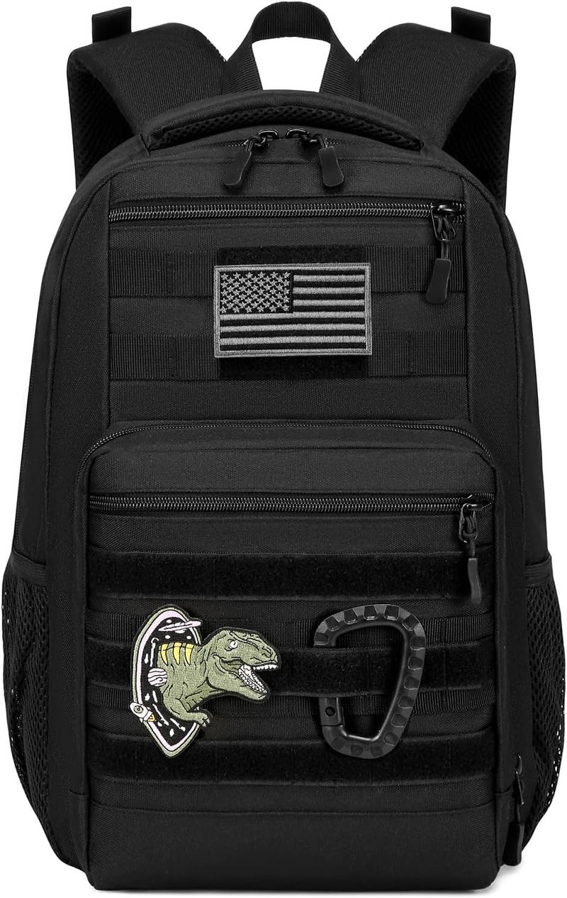 SunForMorning Kids Tactical Backpack Army Molle Bookbag Military Boys Backpack for School, Outdoor, Camping, Black - Image 1